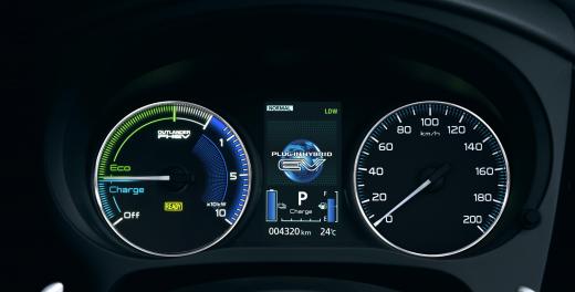 Afbeelding van de metercluster van de Outlander PHEV