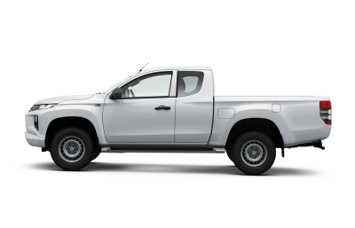 Zijaanzicht van de L200 Club Cab Invite in de kleur wit