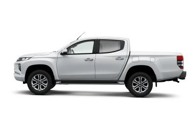 Zijaanzicht van de L200 Double Cab Intense in de kleur wit