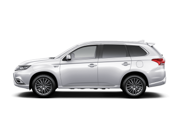 Linker zijaaanzicht Outlander PHEV in de kleur wit